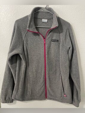 Columbia Gray Fleece Jacket with Pink Zipper
